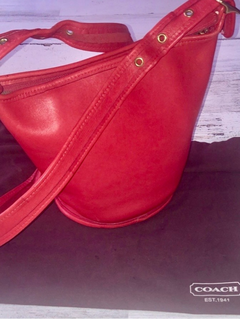 Coach Red Leather Crossbody Maggie (#9019) Bag - Picture 2 of 14